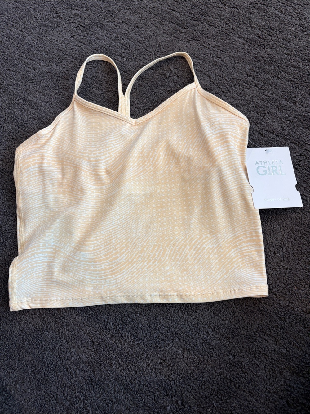 NWT Athleta Girl Yellow and White Strappy Crop Cami
